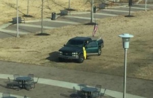 arkansas state university active shooter green truck american flag