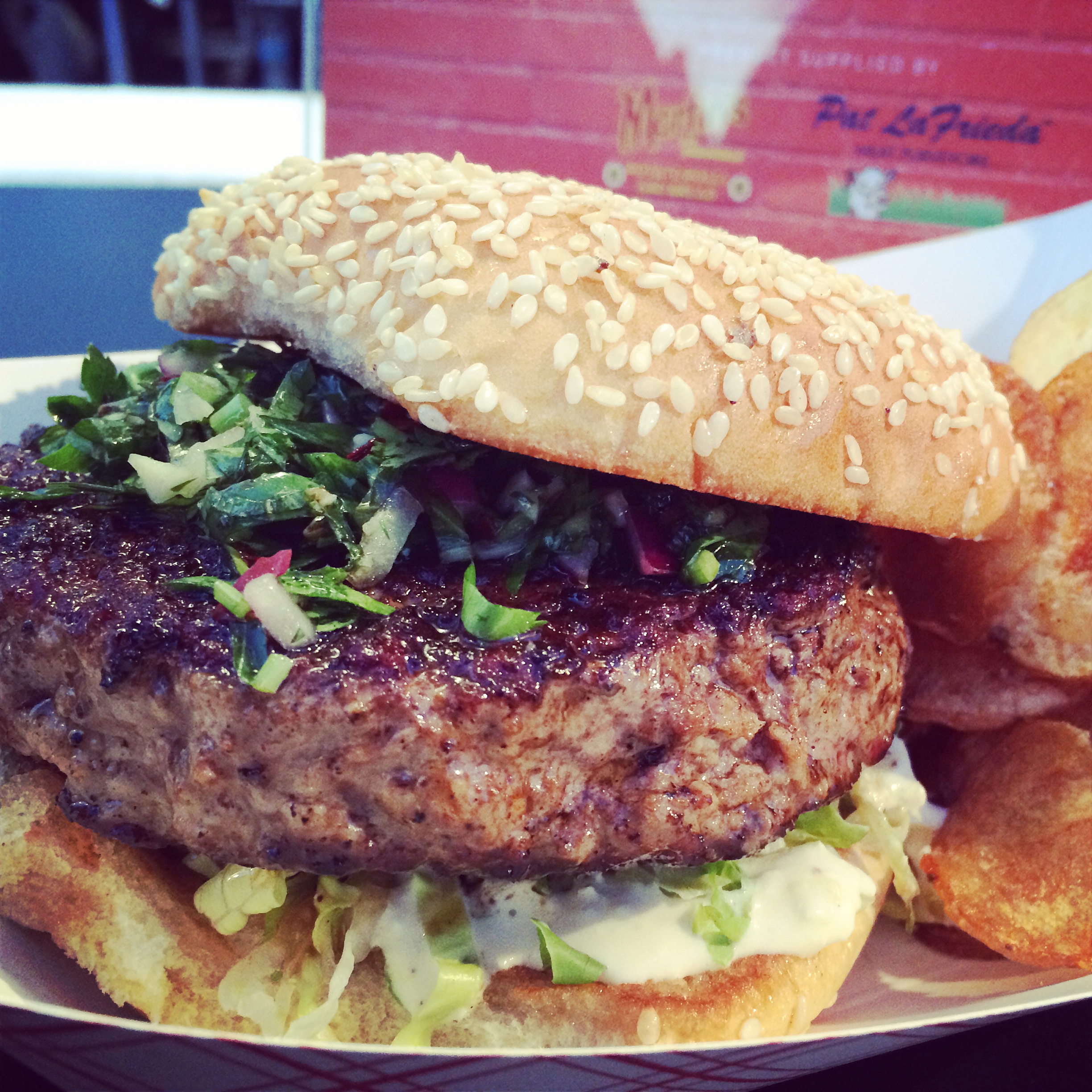 Lamb-Marc Burger (Spiced Ground Lamb Burger w_ Mint Chimichurri, Feta)