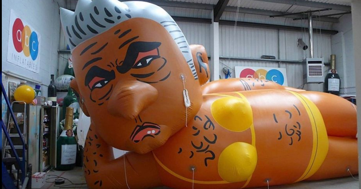 Balloon depicting London Mayor Sadiq Khan in yellow bikini