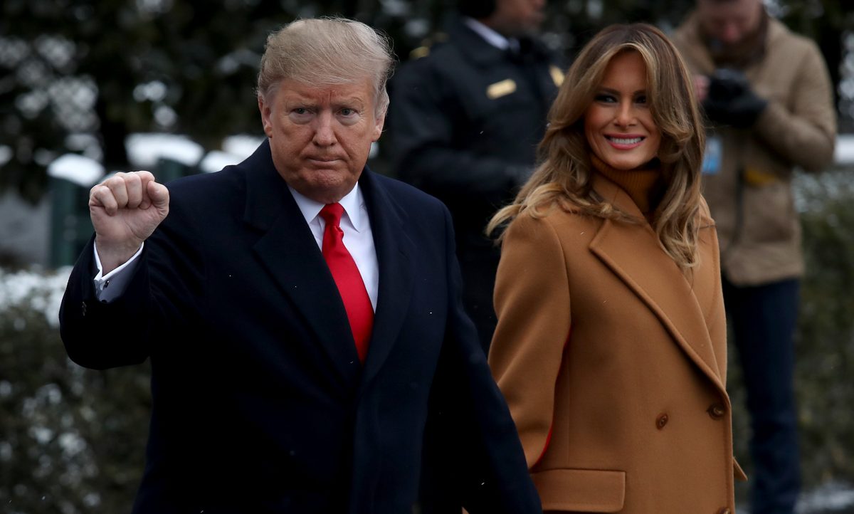 WASHINGTON, DC - FEBRUARY 01:  U.S. President Donald Trump (C) departs the White House with first lady Melania Trump (R) and their son, Barron (L), February 01, 2019 in Washington, DC. Trump is scheduled to travel to his home in Florida this weekend. (Photo by Win McNamee/Getty Images)