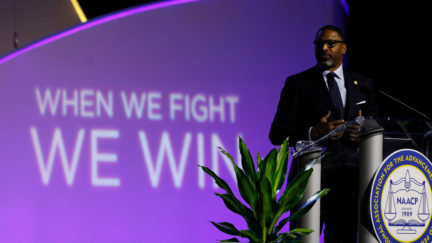 Derrick Johnson, president and CEO of the NAACP addresses the NAACP's (National Association for the Advancement of Colored People) 110th National Convention at Cobo Center in Detroit, Michigan