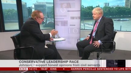 BBC Anchor Andrew Neil Grills Boris Johnson on Trump Feud With Ambassador