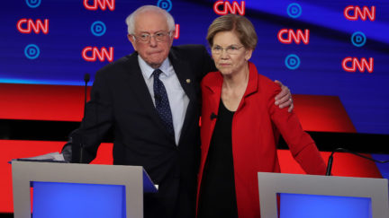 Democratic Presidential Candidates Elizabeth Warren, Bernie Sanders