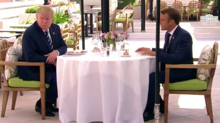 Watch Trump Talk About the Weather After French President Emmanuel Macron Talks Policy for Two Solid Minutes