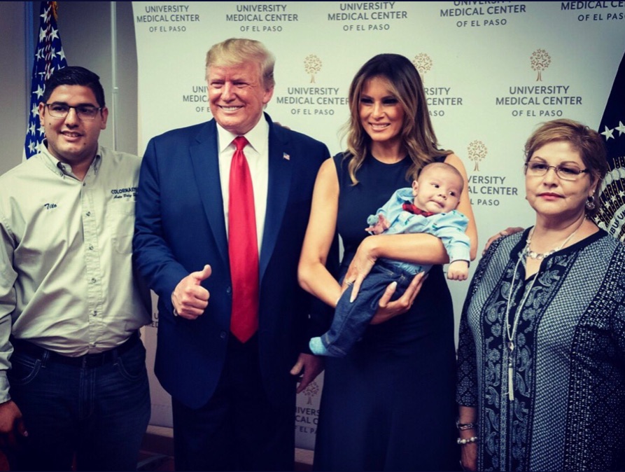 Donald and Melania Trump Posing for Photo Op with El Paso Massacre Orphan