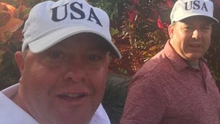 Ed Henry and Rob Hyde in Trump Hats