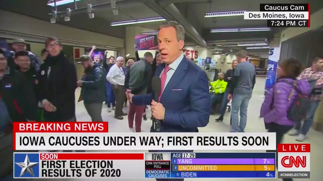 Early CNN IA Caucus Coverage Fulls of Huge Caveats, Meandering Crowds