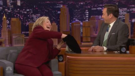 Watch Hillary Clinton Throw a Certain, Unnamed Dem Candidate's Name Aside on the Tonight Show