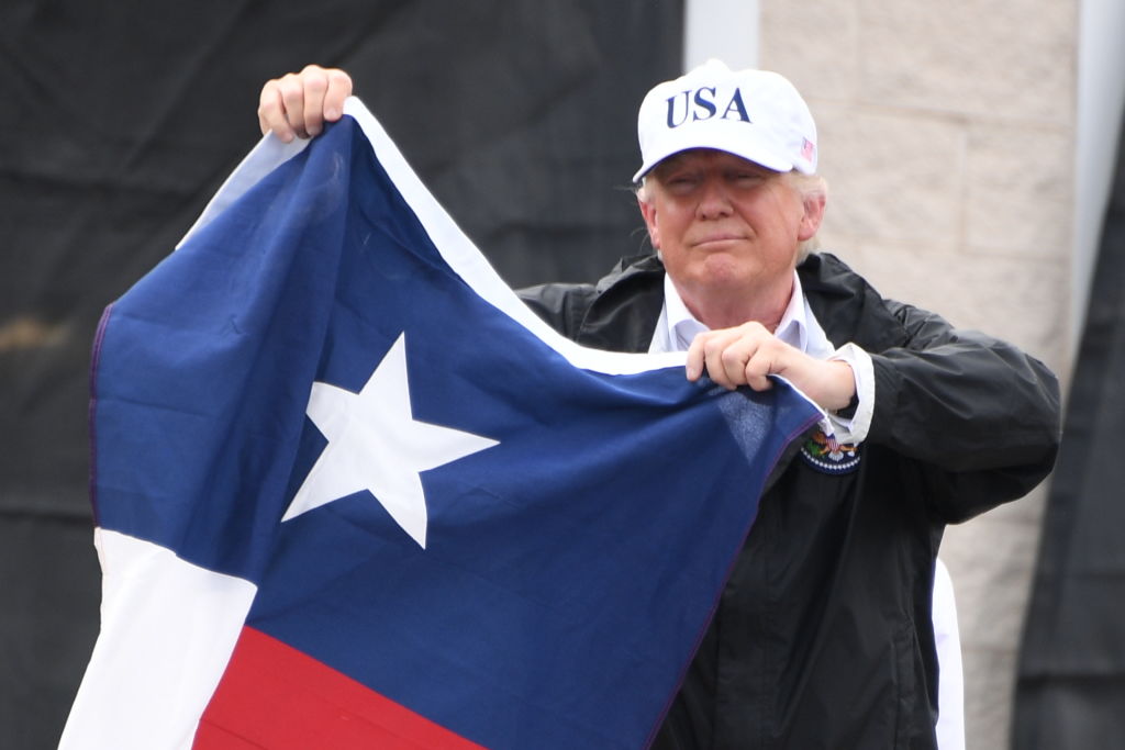 trump with texas flag
