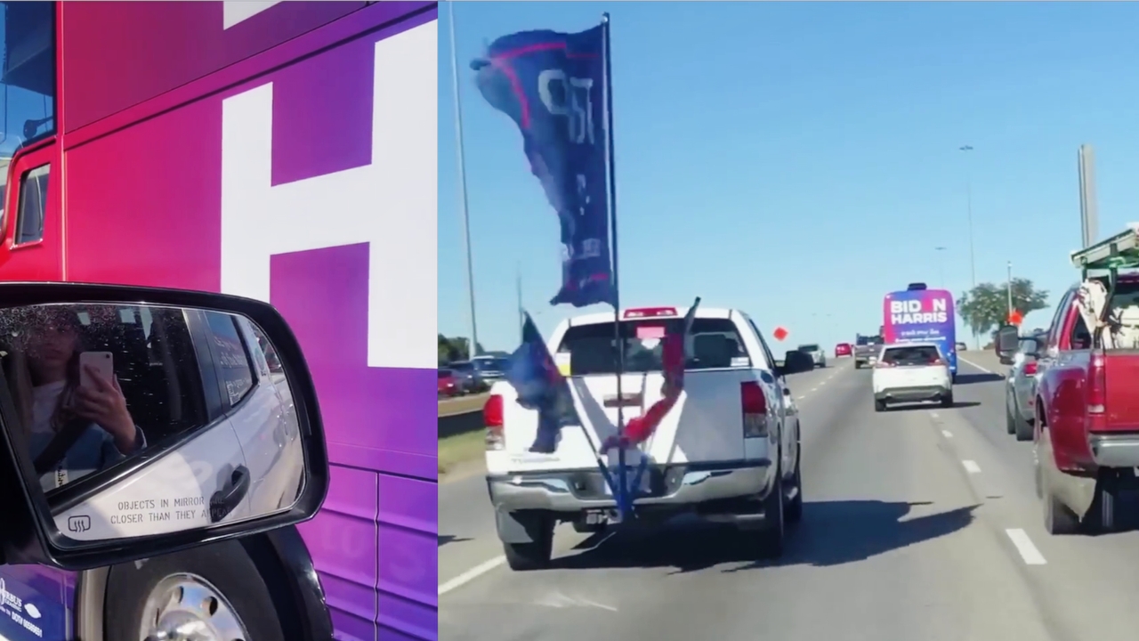 WATCH: Dems Cancel Rallies After Trump Fan Caravan Swarms Biden Bus on Texas Highway