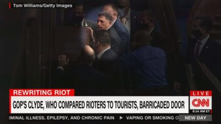 Rep Andrew Clyde barricading congressional door on CNN