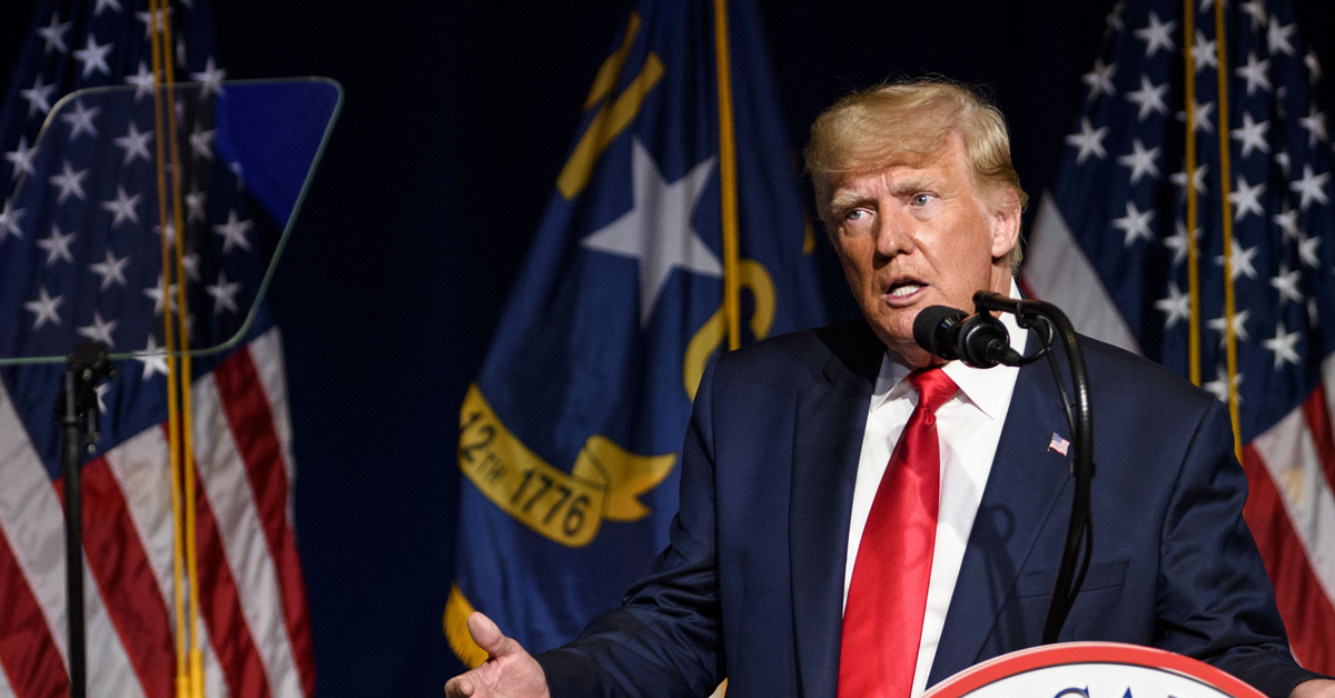 Donald Trump speaks at NC GOP convention in June of 2021