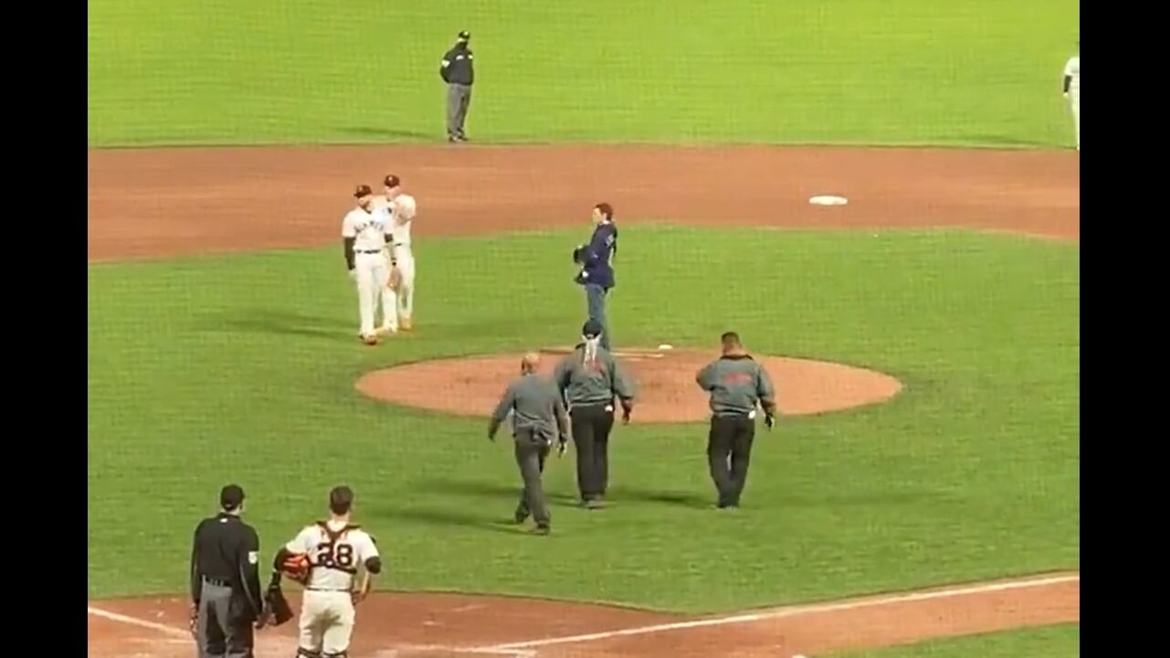 Are you alright?' Fan falls onto field during Mets vs Giants game.