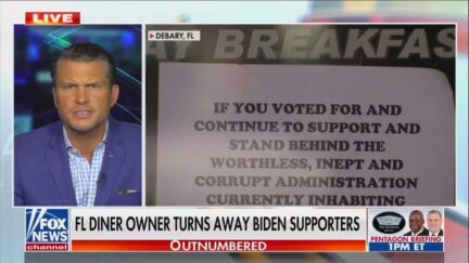 Fox's Pete Hegseth Hails Florida Diner Owner Banning Biden Supporters