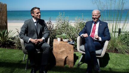 Joe Biden and Emmanuel Macron at the G7