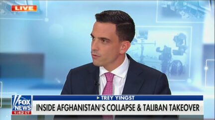 Trey Yingst in Fox News' NY studio discussing reporting from Kabul