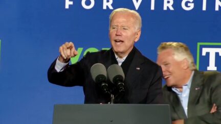 Joe Biden Deals with Hecklers at McAuliffe Rally
