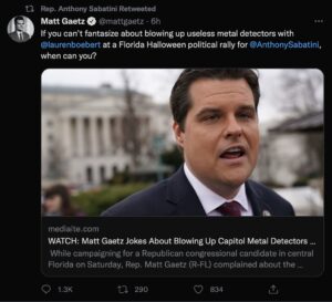 Anthony Sabatini retweet of Matt Gaetz