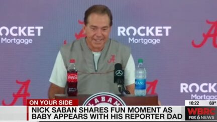 Nick Saban has adorable reaction to reporter with a baby