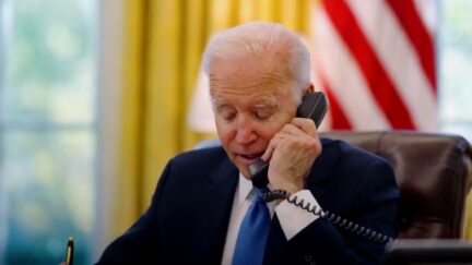 Joe Biden on Phone in White House Oval Office