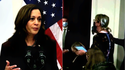 Kamala Harris Jennifer Jacobs France split image zoomed