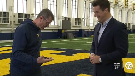 Jim Harbaugh describes setting his pants on fire
