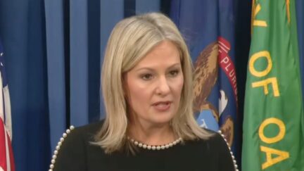 Karen McDonald speaks at a presser