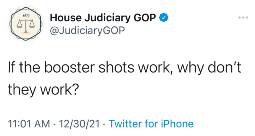 Delete House judiciary Covid tweet