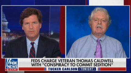 Tucker Carlson interviewing Thoms Caldwell