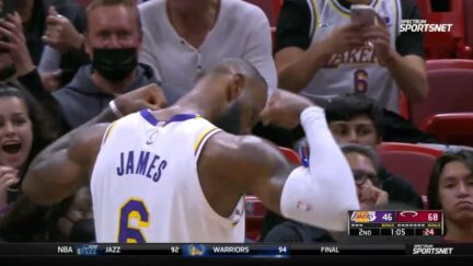 LeBron James flexing while the Lakers trail by 20