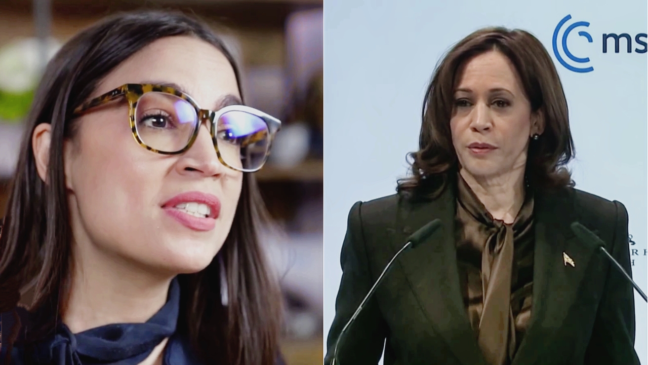 AOC Kamala Harris Split image