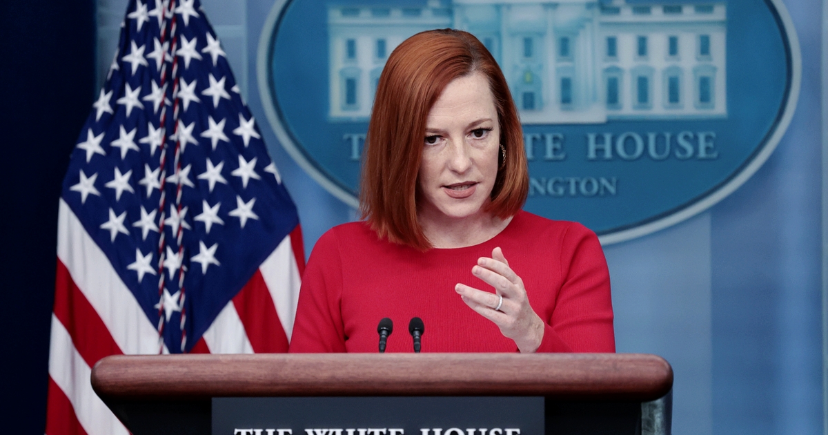 WASHINGTON, DC - FEBRUARY 04: White House press secretary Jen Psaki answers questions during the daily White House briefing on February 04, 2022 in Washington, DC. Psaki answered a range of questions during the briefing relating primarily to the January jobs report, Russia and Biden's appointment of a Supreme Court nominee. (Photo by Win McNamee/Getty Images)