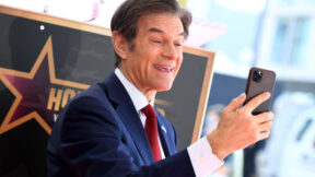 Dr. Mehmet Oz takes a selfie at Hollywood Walk of Fame