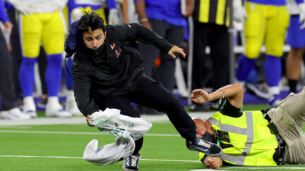 Fan gets tackled at the Super Bowl