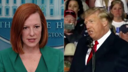 Jen Psaaki Donald Trump split image