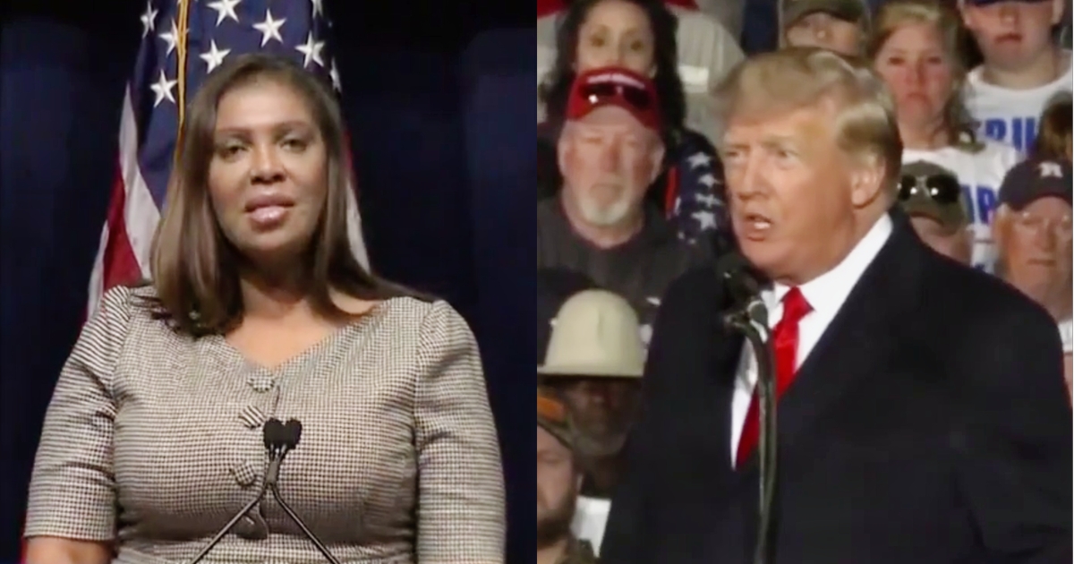 Letitia James Donald Trump split image