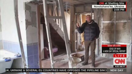 CNN's Sam Kiley in damaged housen in Donbas, Ukraine on Feb. 23