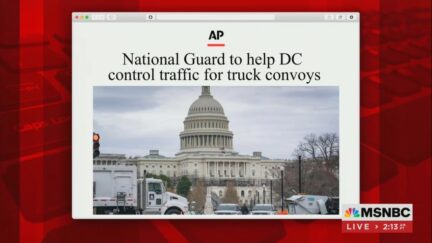 MSNBC graphic on Feb. 23 on National Guard to be deployed to DC