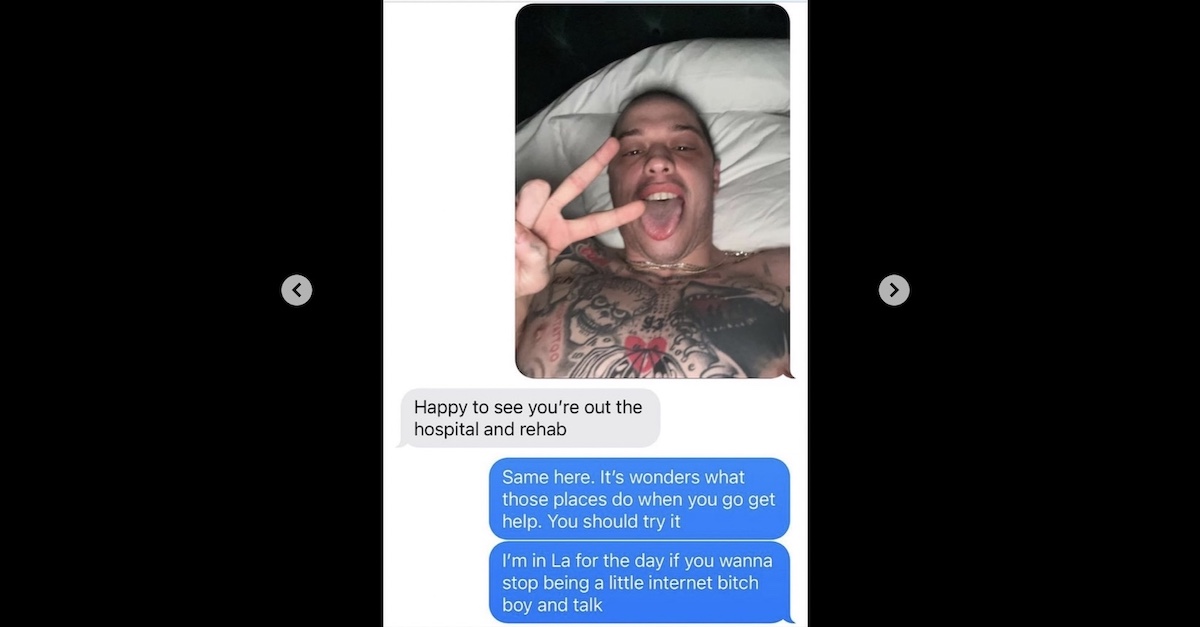 Pete Davidson Scolds Kanye in Text Messages to ‘Stop Being a Little Internet B*tch Boy’, Brags About Being in Bed With Kim