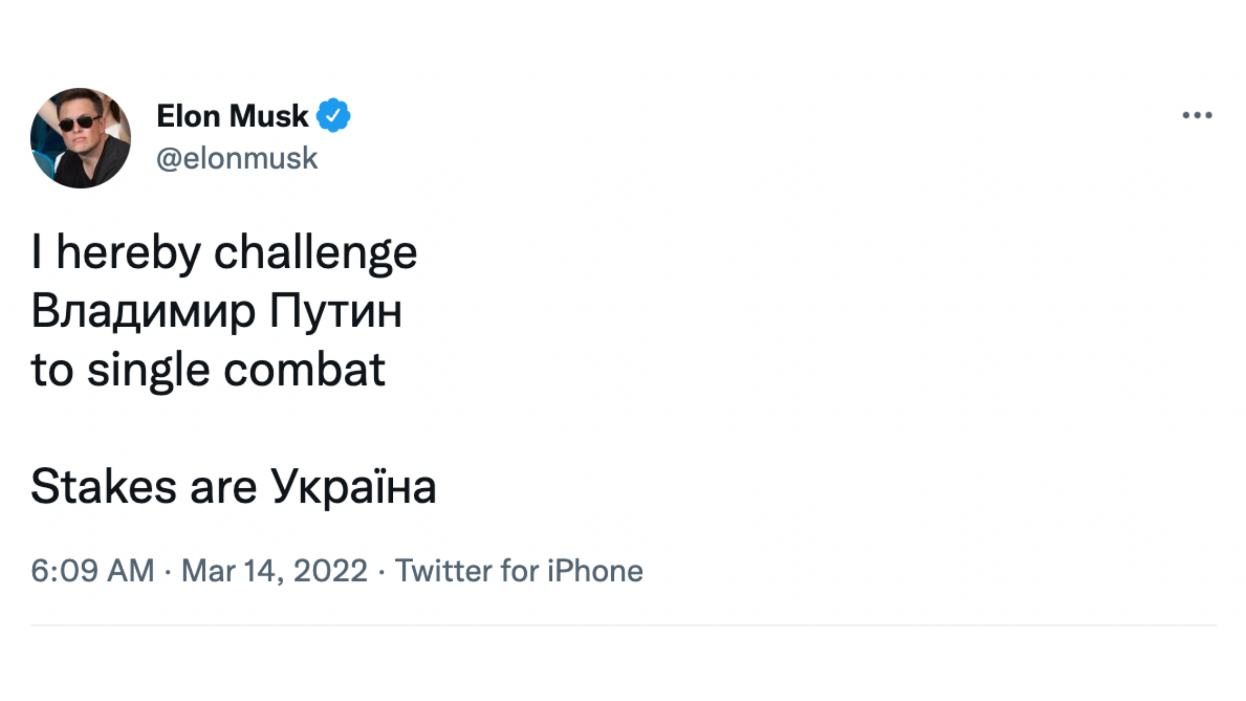 Elon Musk Putin Tweet