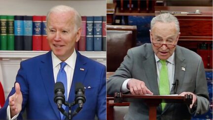 Biden Takes Jab At Schumer For Saying He's 'Closer' To Canceling $50k In Student Debt split image