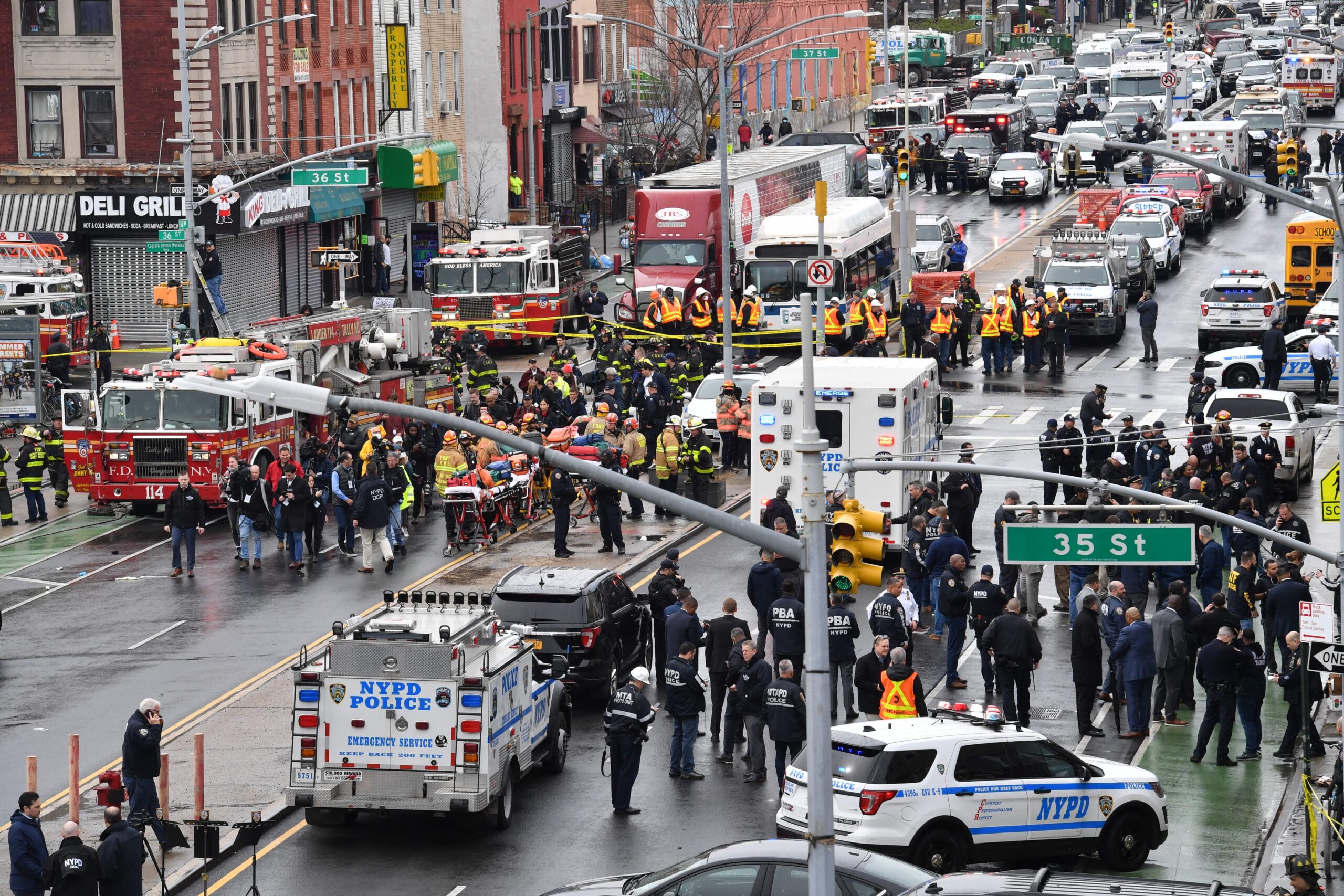 Crime scene of Brooklyn subway shooting on April 12