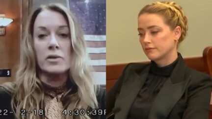 Kate James and Amber Heard during Heard, Johnny Depp trial