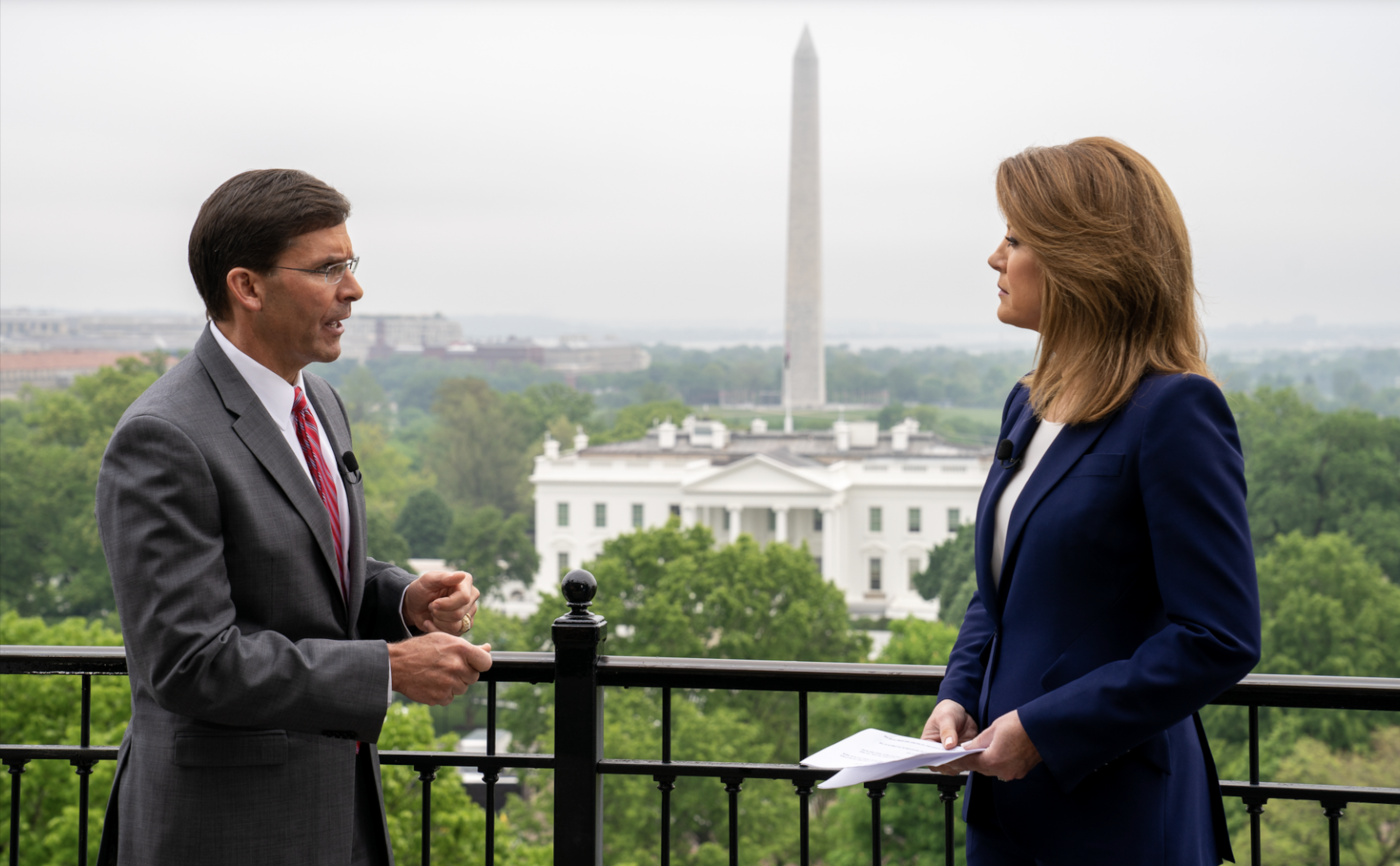 Norah O'Donnell met with former U.S. Secretary of Defense Mark Esper