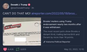 trump post on truth social re mo brooks