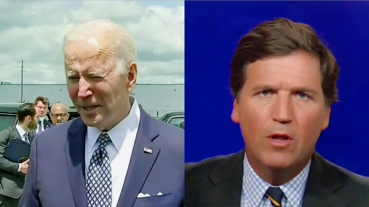 Senior Biden Aides Tell Politico Advertisers More 'Effective' Than WH to Push Tucker Carlson on Replacement Theory split image