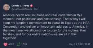 trump truth social post about nra convention