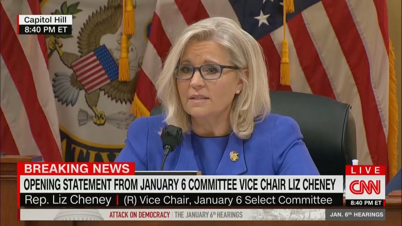 Rep. Liz Cheney (R-WY) giving opening statement on June 9