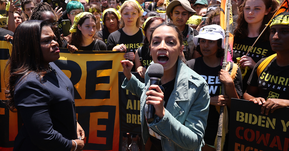  Rep. Cori Bush and Rep. Alexandria Ocasio-Cortez rally hundreds of climate activists in DC in 2021
