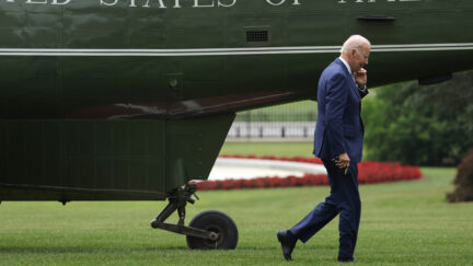 President Joe Biden Walking White House Lawn Marine One